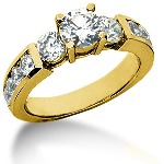 Sidesteinsring i gult gull med 11st diamanter (1.99ct)