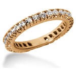 Eternity-ring i rødt gull med runde, brilliantslipte diamanter (ca 0.9ct)