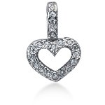 Hjerteformet symbolanheng i hvitt gull med 24 st diamanter (0.36 ct.)