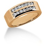 Gifte & Forlovelsesring i rødt gull med 14st diamanter (0.42ct)