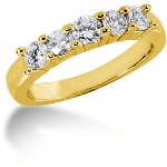 Femsteins alliansering i gult gull med runde, brilliantslipte diamanter (0.75ct)