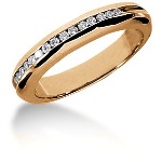 Gifte & Forlovelsesring i rødt gull med 15st diamanter (0.15ct)
