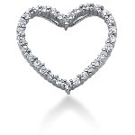 Hjerteformet symbolanheng i hvitt gull med 30 st diamanter (0.38 ct.)