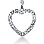 Hjerteformet symbolanheng i hvitt gull med 33 st diamanter (0.64 ct.)