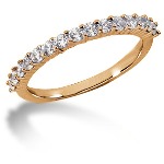 Gifte & Forlovelsesring i rødt gull med 15st diamanter (0.45ct)