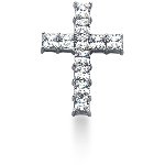 Kors symbolanheng i hvitt gull med 11 st diamanter (2.2 ct.)
