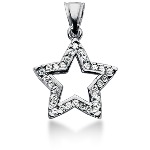Stjerneformet symbolanheng i hvitt gull med 30 st diamanter (0.45 ct.)
