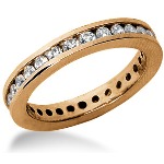 Eternity-ring i rødt gull med runde, brilliantslipte diamanter (ca 0.84ct)