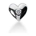 Hjerteformet symbolanheng i hvitt gull med rund, brilliantslipt diamant (0.03 ct.)