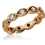 Eternity-ring i rødt gull med runde, brilliantslipte diamanter (ca 0.44ct)