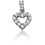 Hjerteformet symbolanheng i hvitt gull med 15 st diamanter (0.42 ct.)
