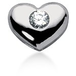 Hjerteformet symbolanheng i hvitt gull med rund, brilliantslipt diamant (1 ct.)