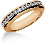 Gifte & Forlovelsesring i rødt gull med 13st diamanter (0.39ct)
