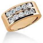 Gifte & Forlovelsesring i rødt gull med 10st diamanter (1.5ct)