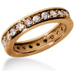 Eternity-ring i rødt gull med runde, brilliantslipte diamanter (ca 1.2ct)