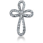 Kors symbolanheng i hvitt gull med 67 st diamanter (1 ct.)