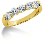 Femsteins alliansering i gult gull med runde, brilliantslipte diamanter (1ct)