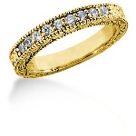 Nisteins alliansering i gult gull med runde, brilliantslipte diamanter (0.27ct)