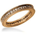 Eternity-ring i rødt gull med runde, brilliantslipte diamanter (ca 0.39ct)