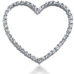 Hjerteformet symbolanheng i hvitt gull med 46 st diamanter (0.69 ct.)