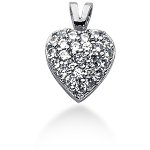 Hjerteformet symbolanheng i hvitt gull med 25 st diamanter (0.5 ct.)