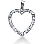 Hjerteformet symbolanheng i hvitt gull med 33 st diamanter (0.95 ct.)