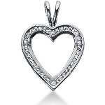 Hjerteformet symbolanheng i hvitt gull med 38 st diamanter (0.39 ct.)