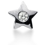 Stjerneformet symbolanheng i hvitt gull med rund, brilliantslipt diamant (0.15 ct.)
