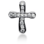 Kors symbolanheng i hvitt gull med 14 st diamanter (0.36 ct.)
