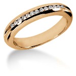 Gifte & Forlovelsesring i rødt gull med 13st diamanter (0.13ct)