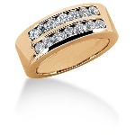 Gifte & Forlovelsesring i rødt gull med 14st diamanter (0.7ct)