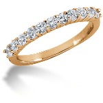 Gifte & Forlovelsesring i rødt gull med 11st diamanter (0.55ct)