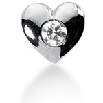Hjerteformet symbolanheng i hvitt gull med rund, brilliantslipt diamant (0.15 ct.)