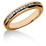 Gifte & Forlovelsesring i rødt gull med 11st diamanter (0.11ct)