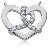 Hjerteformet symbolanheng i hvitt gull med 14 st diamanter (0.42 ct.)