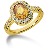 Edelsteinsring i gult gull, diamantkrans med 30st diamanter (0.45ct)