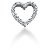 Hjerteformet symbolanheng i hvitt gull med 18 st diamanter (0.27 ct.)