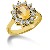Edelsteinsring i gult gull, diamantkrans med 12st diamanter (0.6ct)